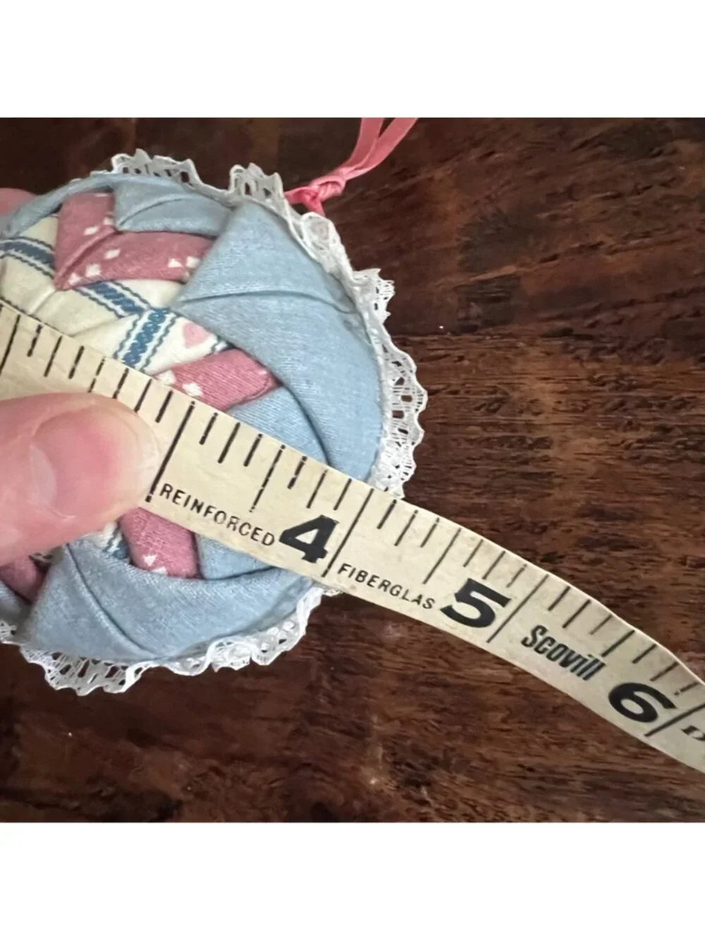 Handmade Vintage Quilted Cottagecore Ornament 4 Inch